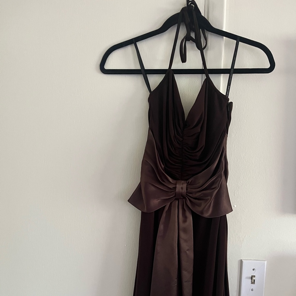 Scott McClintock Brown Ruched Halter Sundress